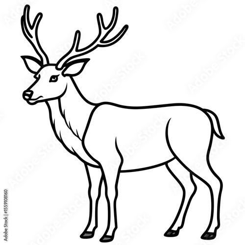 Wildlife Duo Wapiti and Vole Vector Sketch