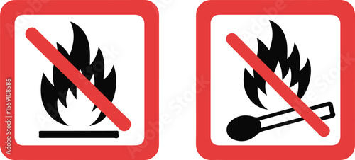 No fire vector sign, flame forbidden symbol