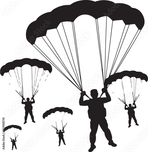 Parachuting Silhouette Clipart – Skydiver and Parachute SVG Bundle

Skydiving Action Silhouettes – Freefall and Parachute Vector Art

Extreme Sport Silhouette Set – Parachuting and Skydiving Designs

