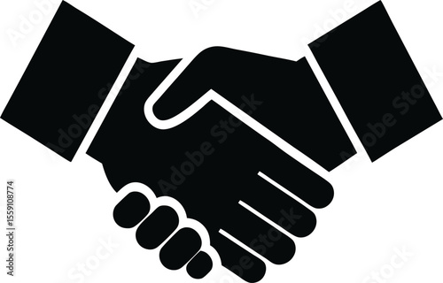 Business handshake silhouette vector showing two businessmen making an agreement