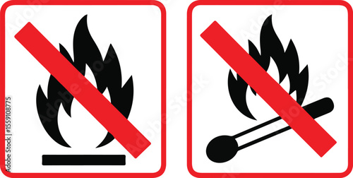 No fire vector sign, flame forbidden symbol