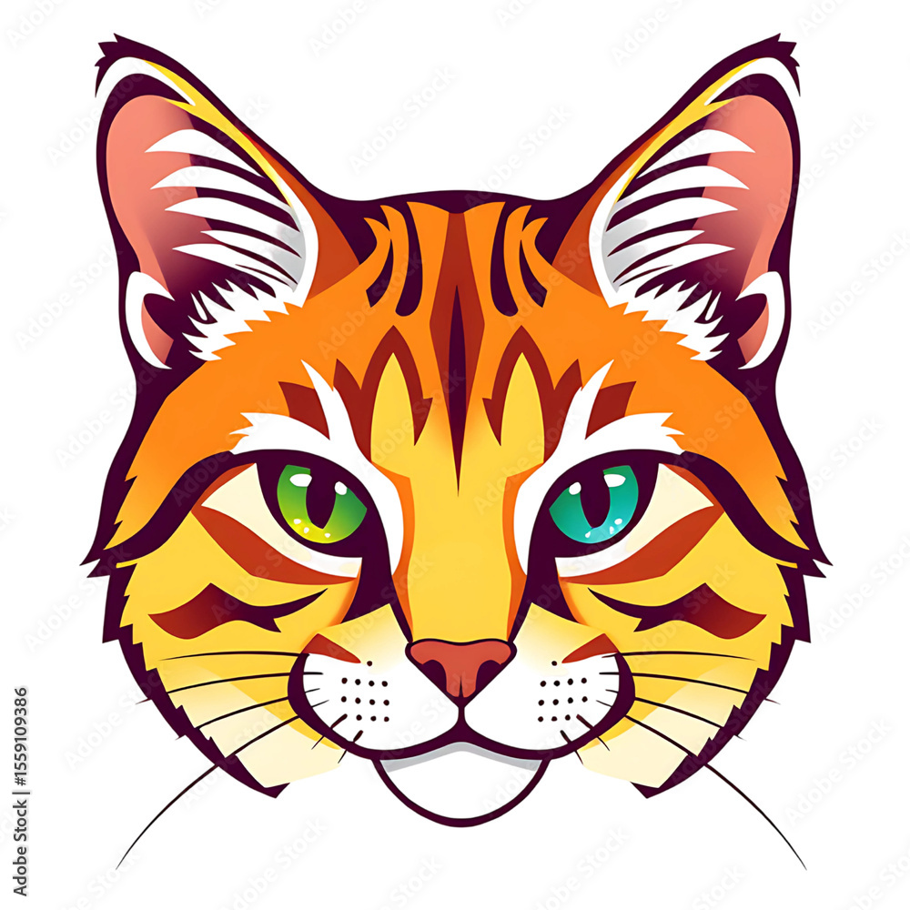 Fototapeta premium Cat head logo, multi-colored, transparent background