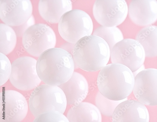 Abstract Spheres in Pink: A visually captivating composition of delicate spheres. They float seemingly weightless against a pastel pink backdrop, creating an ethereal and elegant visual. 