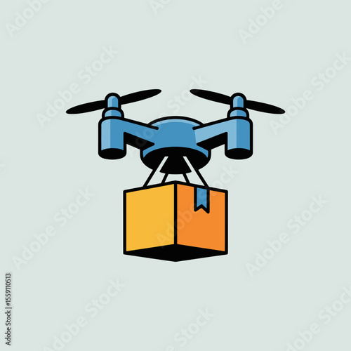 Modern flat style drone delivery icon vector illustration. Drone delivery sign symbol for logistics, fast shipping, courier services, online orders and retail platforms