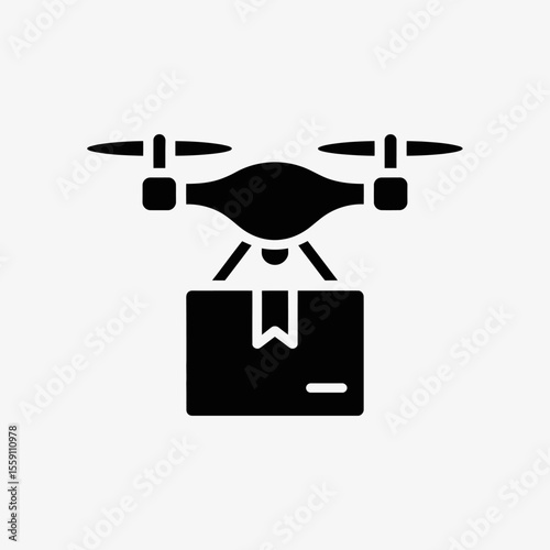 Modern flat style drone delivery icon vector illustration. Drone delivery sign symbol for logistics, fast shipping, courier services, online orders and retail platforms