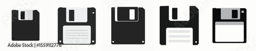 Minimalist Floppy Disk Icon Pack – Retro Computer Storage Symbol Set
