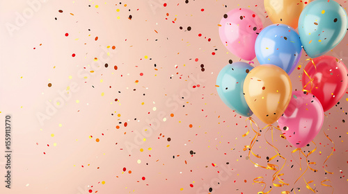 Colorful Balloons and Confetti - Festive Party Background


