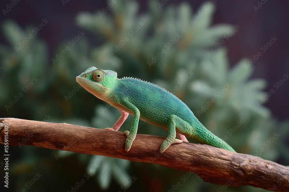 Fototapeta premium Close-up of a Colorful Chameleon on a Branch