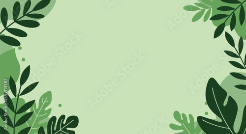 Green Foliage Frame with Copy Space for Text or Design