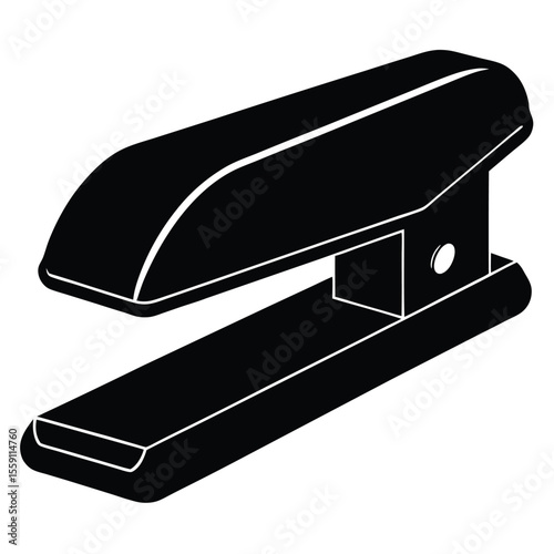 Silhouette Stapler: A sleek, graphic silhouette of a classic stapler, rendered in contrasting black and white, showcasing its essential design