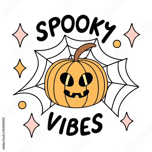Spooky Vibes Halloween Pumpkin Cobweb Festive Season Celebration