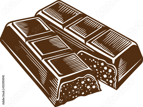 Brown Chocolate Bar Broken Piece Sweet Treat Dessert Food Candy Snack Illustration