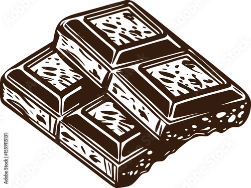 Brown Chocolate Bar Piece Broken Dark Sweet Treat Dessert Candy Snack Food Illustration