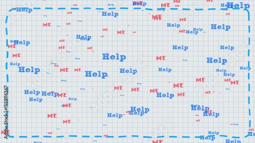 The word help on the monitor pixel type on a black background