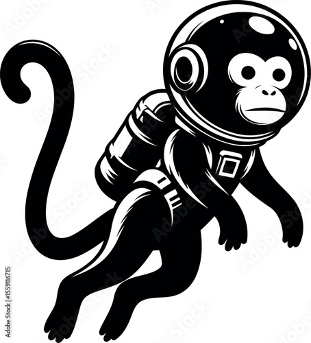  Adorable Monkey Astronaut Silhouette Ideal for Stickers T Shirts and Digital Downloads.
