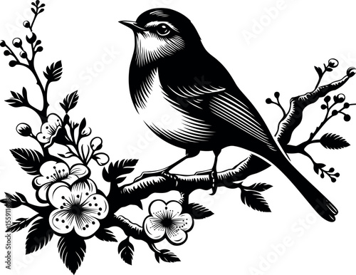 Majestic Robin on a Flowering Branch (2) [Converted].eps