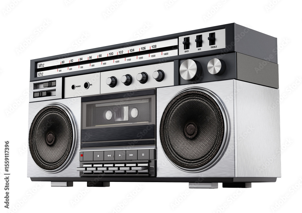 Fototapeta premium Vintage cassette player on transparent background.. 3D illustration