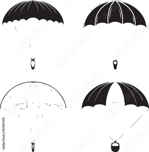 Parachuting Silhouette Clipart – Skydiver and Parachute SVG Bundle

Skydiving Action Silhouettes – Freefall and Parachute Vector Art

Extreme Sport Silhouette Set – Parachuting and Skydiving Designs

