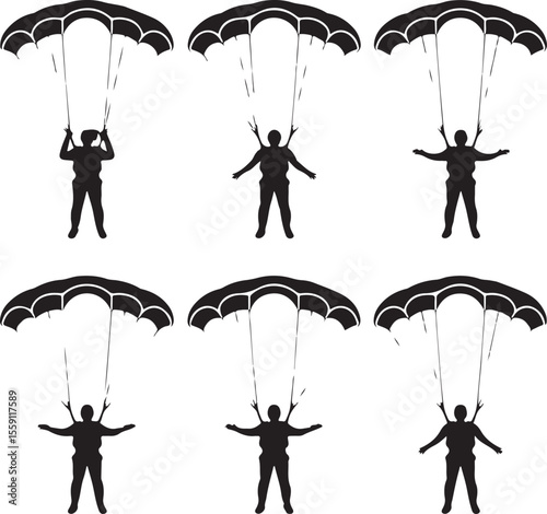 Parachuting Silhouette Clipart – Skydiver and Parachute SVG Bundle

Skydiving Action Silhouettes – Freefall and Parachute Vector Art

Extreme Sport Silhouette Set – Parachuting and Skydiving Designs

