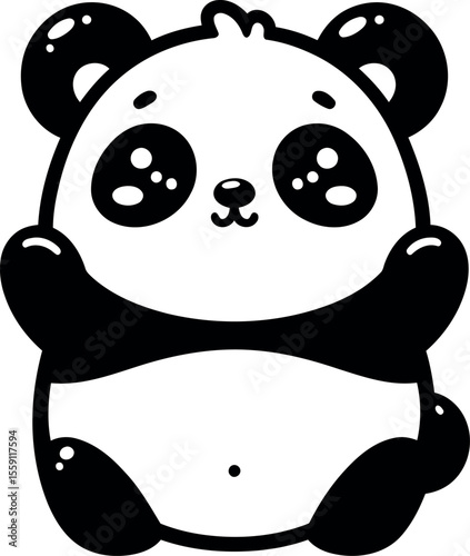 Cute Cartoon Panda Bear Illustration, Cute Panda Silhouette for animal Lovers and Fun Wall Art.