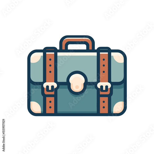 A vintage-style suitcase with leather straps, set against a minimalist white background, ideal for travel themes