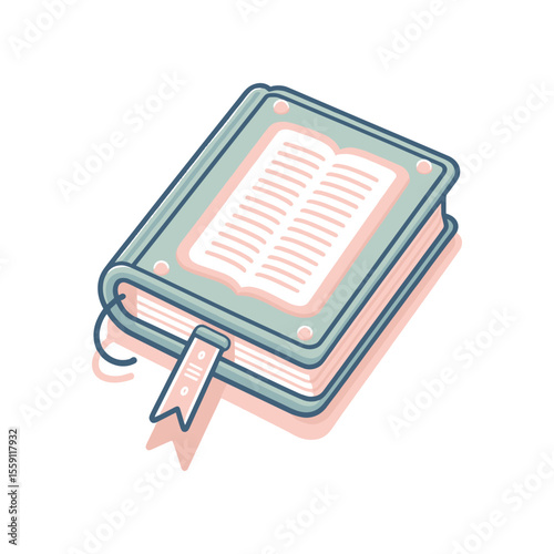 A beautifully illustrated open book with a bookmark, showcasing its pages and design