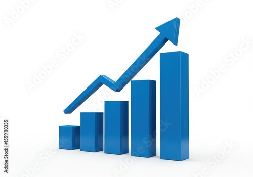 Free Download Blue bar graph with upward trending arrow - GFXLoad