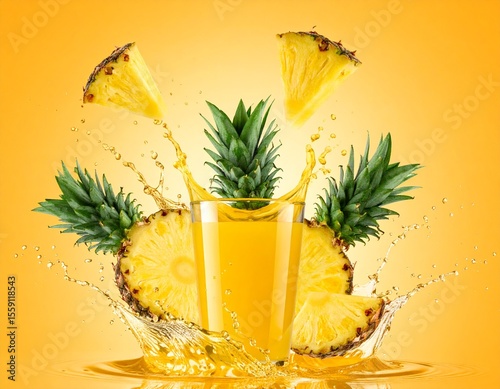 Explosion tropicale : une tranche d’ananas en pleine action
