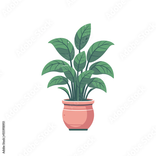 A vibrant indoor plant with lush green leaves in a terracotta pot, enhancing home decor