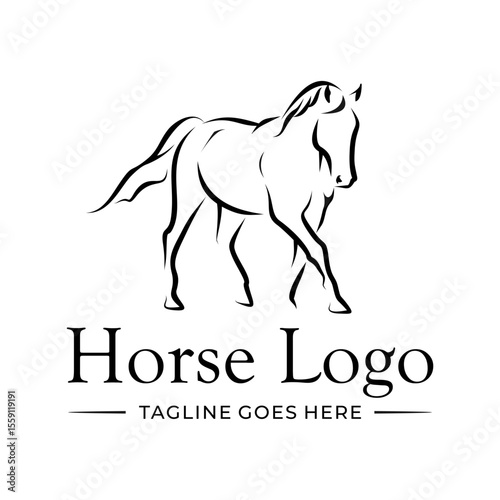 Horse Logo with a Simple and Elegant Line Art Style