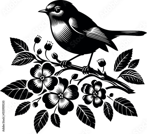 Majestic Robin on a Flowering Branch (4) [Converted].eps