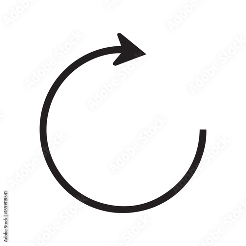 black round circle arrow clockwise direction. Vector illustration eps file.