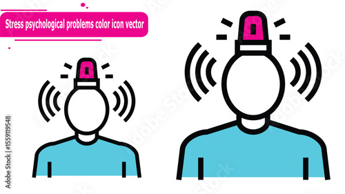 Stress psychological problems color icon vector