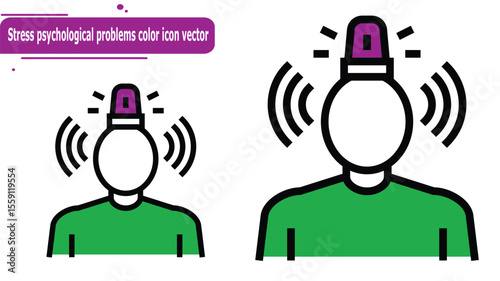 Stress psychological problems color icon vector