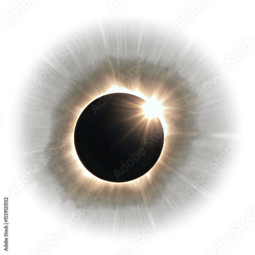 solar eclipse light flare isolated on transparent background