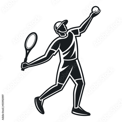 Professional Tennis Player In Action Serving The Ball During A Match