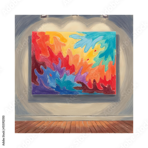 Abstract painting colorful artwork displayed art gallery contemporary modern exhibit show