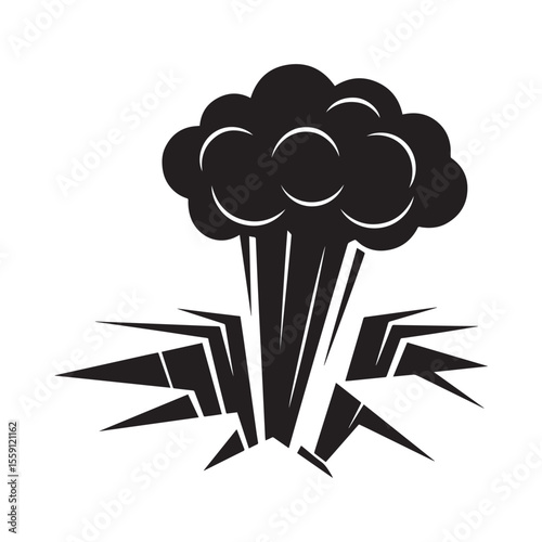 Vector icon of a powerful explosion erupting from a cracked ground.