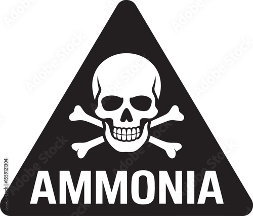 Vector icon of an ammonia hazard warning sign with a skull and crossbones.