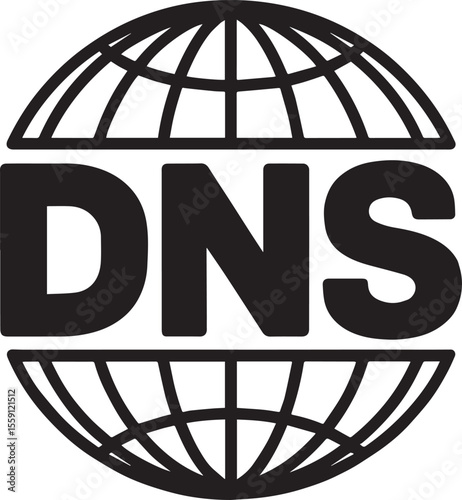 DNS (Domain Name System) vector icon with a globe, symbolizing global network resolution.