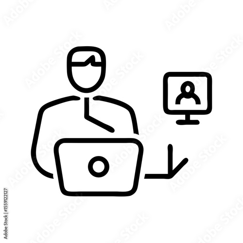 Remote work icon in black line style on white background