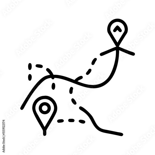 Map route icon in black line style on white background