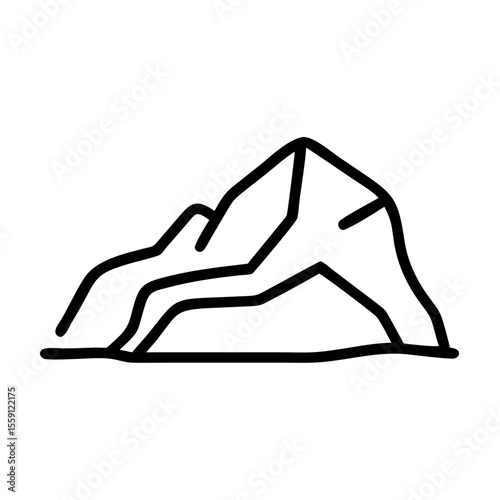 Mountain icon in black line style on white background
