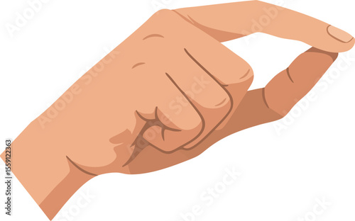 Human hand holding gesture showing small size or precision in natural skin tone vector illustration