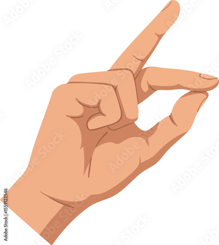 Human hand showing pinch gesture with index finger and thumb isolated on white background vector illustration