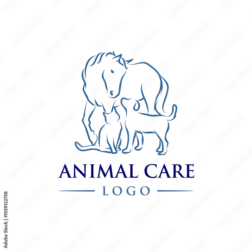 Obraz premium Animal Care Logo with Dog, Cat, and Horse