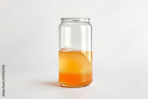 Orange Liquid in Glass Jar Still Life Photography Food Ingredient Stock Image
