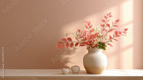 Wallpaper Mural Elegant Floral Arrangement on Light Beige Shelf Torontodigital.ca