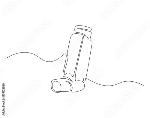 Inhaler continuous line. Continuous one line drawing of inhaler. Medical equipment concept. Single line drawing