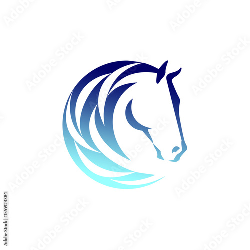 Abstract Horse Head Silhouette in a Gradient Circle